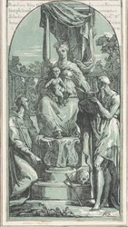 Jomfruen og barnet på tronen, Saint Hieronymus nederst til højre, Saint Francis..., før 1749.