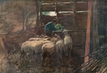 Interiør af en lade, 1800-tallet