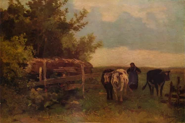 Pasning af køer, Herisson, c1869, 1938