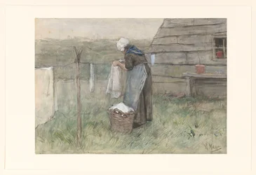 Kvinde ved en tørresnor