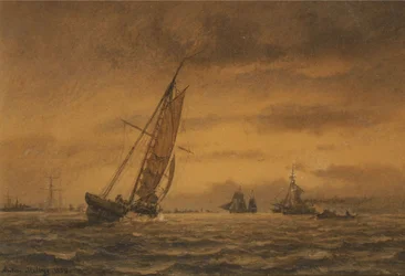 Talrige sejlskibe på havet