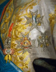 Portræt af Don Luis Antonio Jaime de Bourbon, af Anton Raphael Mengs, detalje, cirka 1774, olie på lærred