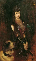 Portræt af Elisabeth af Bayern med Sankt Bernhardshund, 1883.