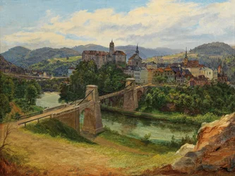 En udsigt over byen Loket i Tjekkiet (Elbogen an der Eger)