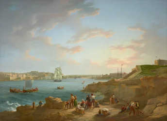 Tilskrives Anton Schranz (1769-1839) - Maltas havn - RCIN 406555 - Royal Collection (restaureret)