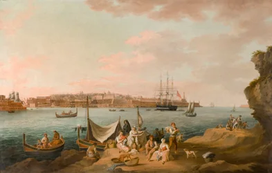 Harbour Scene, Malta (olie på kort)