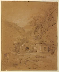 Tegning, Landskabsudsigt mellem Napoli og Salerno, 1820-30