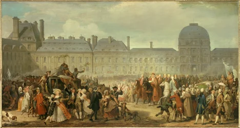 Offentliggørelse af Versailles-traktaten foran Tuileries-paladset den 25. november