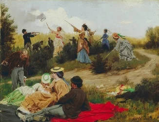 Ringspil ved søndagens udflugt. 1874