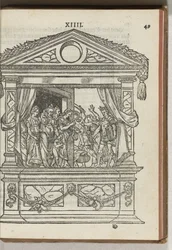 Tredje dekoreret stillads med scene: prinsen befrier dyderne fra fangenskab, 1577