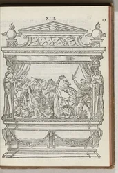 Andet dekoreret stillads med scene: prinsen jager krig og splid væk, 1577