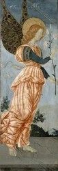 Bebudelsens engel, ca. 1500 (tempera på poppeltræ)