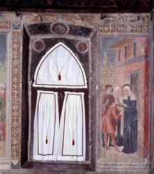 St. Francesca Romanas liv: En pukkelryg bliver helbredt af helgenen (Fresco