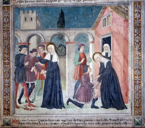 St. Francesca Romanas liv: Helgenen helbreder en såret mand (Fresco