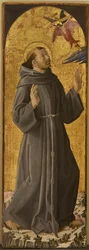 Sankt Francois - Sankt Frans af Assisi par Romano, Antoniazzo (1430 / 35-1508). Olie på træ, størrelse: 173x61,5,, Civic Museum, Rieti