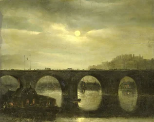 En af broerne over Seinen, Paris, i måneskin