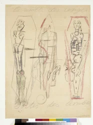 Englenes oprør, der kommer ud af limbo. Tegning af Antonin Artaud (1896-1948)
