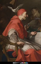Saint Gregory byder pilgrimmen Jesus velkommen (detalje af 3498744) 1729-1731 (maleri)
