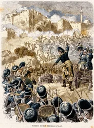 Den egyptiske kampagne: Belejringen af Saint John of Acre af Napoleon Bonaparte (1769-1821) 1799 Gravering af Antonio Bonamore (1845-1907) fra "" Napoleon Story "" 1893