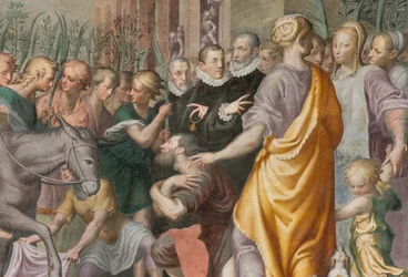 Apsis, Antonio Campi, Jesu indtog i Jerusalem 1582-84, detalje