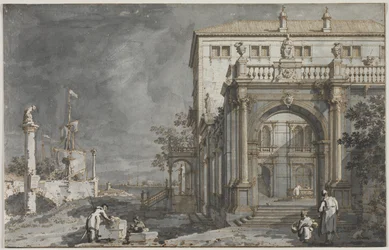 Capriccio: Et palads med en gårdhave ved lagunen