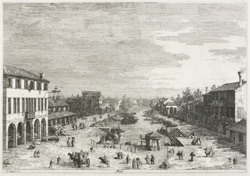 Udsigt: Udsigt over Mestre, en by i provinsen Venedig, 1735-1746.