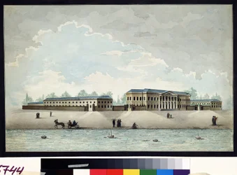 Udsigt over Pashkov-paladset (Pashkov) bygget omkring 1784 i Moskva. Akvarel og pen af ​​Antonio Canoppi (1774-1832) omkring 1800 Pushkin Museum, Moskva