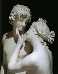 Venus og Adonis af Antonio Canova (1757-1822), marmorfigurgruppe, detalje