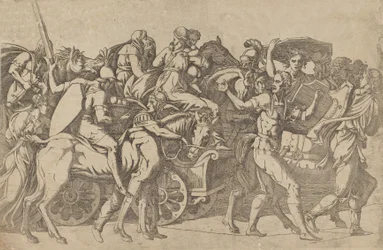 En romersk hær på marts - troppekonvoj, 1540-45.