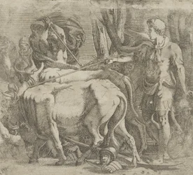 Cadmus dyrker marken, hvor han såede dragens tænder, 1540-45.
