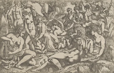 Muser ved foden af Mount Parnassus, 1540-45.