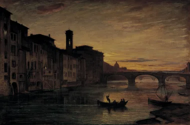 Arno-floden i Ponte Santa Trinita, ca. 1866 (olie på lærred)