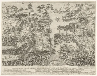 Oversigt over hele slaget på Malta Dimostrazione di tutta la guerra (titel på objekt) The Siege of Malta (serietitel)