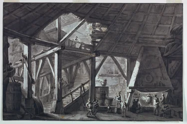 Scenedesign, ruineret landbrugsbygning interiør