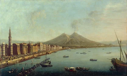 Napoli, Il Borgo Loreto Forte del Carmine med kongeligt optog på vej ind på Piazza del Carmine (olie på lærred)