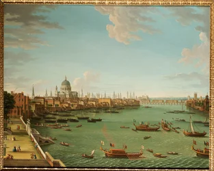 Themsen fra terrassen i Somerset House, ser mod byen, ca. 1745