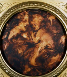 Hellig familie, af Antonio Mancini (1852-1930), olie på porcelæn, Italien