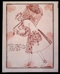 Portræt af Gaetano Majorana kaldet Caffarelli (eller Cafarello eller G Affariello) (1710-1783) Italiensk castrato (castrat), der bortfører San Giovanni Grisostomo-teatret tegnefilm af Anton Maria Zanetti (1680-1767). 1700-tallet. Privat samling.