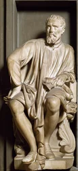Portræt af billedhuggeren, maleren og arkitekten Michelangelo Buonarroti dit Michelangelo