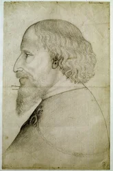 Kejser Sigismond af Luxembourg (1368-1437), set i buste, i profil til venstre. Tegning af Antonio di Puccio Pisano dit Pisanello (før 1395-1455). Sort sten. Mål: 41,1x55,9 cm.