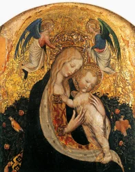 Madonnaen med vagtlen af Antonio Pisanello (1395-1455), detalje