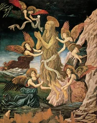 Antagelsen af St. Maria af Egypten eller Antagelsen af St. Maria Magdalene, Antonio Benci kendt som Pollaiuolo (1431-ca 1498), olie og tempera på træ