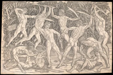 Battle of the Nudes af Antonio del Pollaiolo, ca. 1470-90 (s/h gravering)