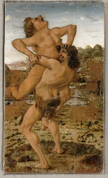 Herkules og kæmpen Antaios (tempera på træ)