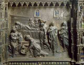 Johannes Døberens fødsel. Sølv relief