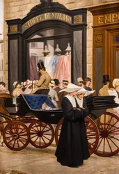 Epoken, detalje med en nonne og en vogn
