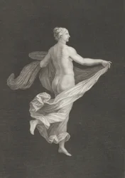 En delvis nøgen bacchante set bagfra, vendt mod højre og med en oval d..., ca. 1795-ca. 1820.