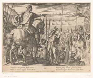 Alexander den Store instruerer de makedonske soldater Alexander den Stores gerninger (serietitel) Alexandri magni praecipvae res gestae (serietitel)