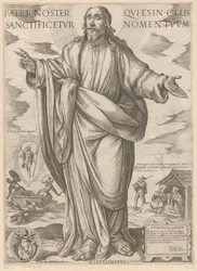 Kristus Fadervor, som er i himlen, helliget blive dit navn (titel på objektet) Kristus, Maria og apostlen (serietitel)