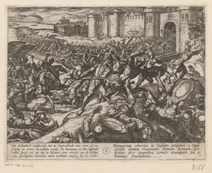 Romerne bliver besejret af de hollandske tropper ved Bonn De bataviske krige mod romerne (serietitel) Batavorum cum Romanis Bellum (serietitel)